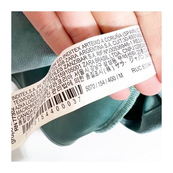 Zara Women's Teal Short Sleeve Faux Suede Shift Dress With Pockets Size Medium - Picture 4 of 8